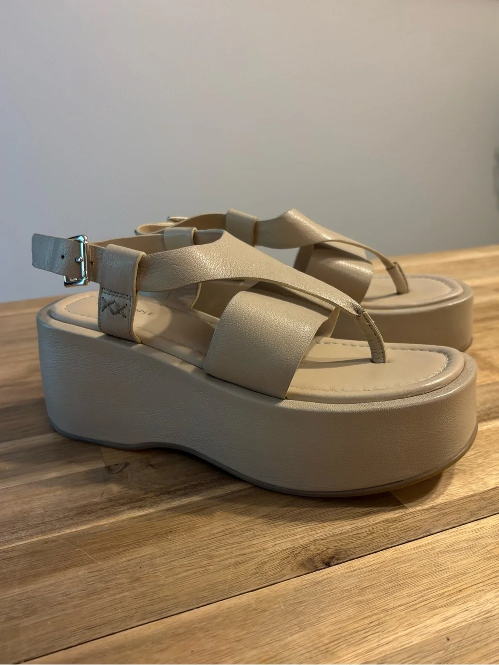 Free People Holt Ankle Strap Platform Sandal Size 7.5 Taupe Beige